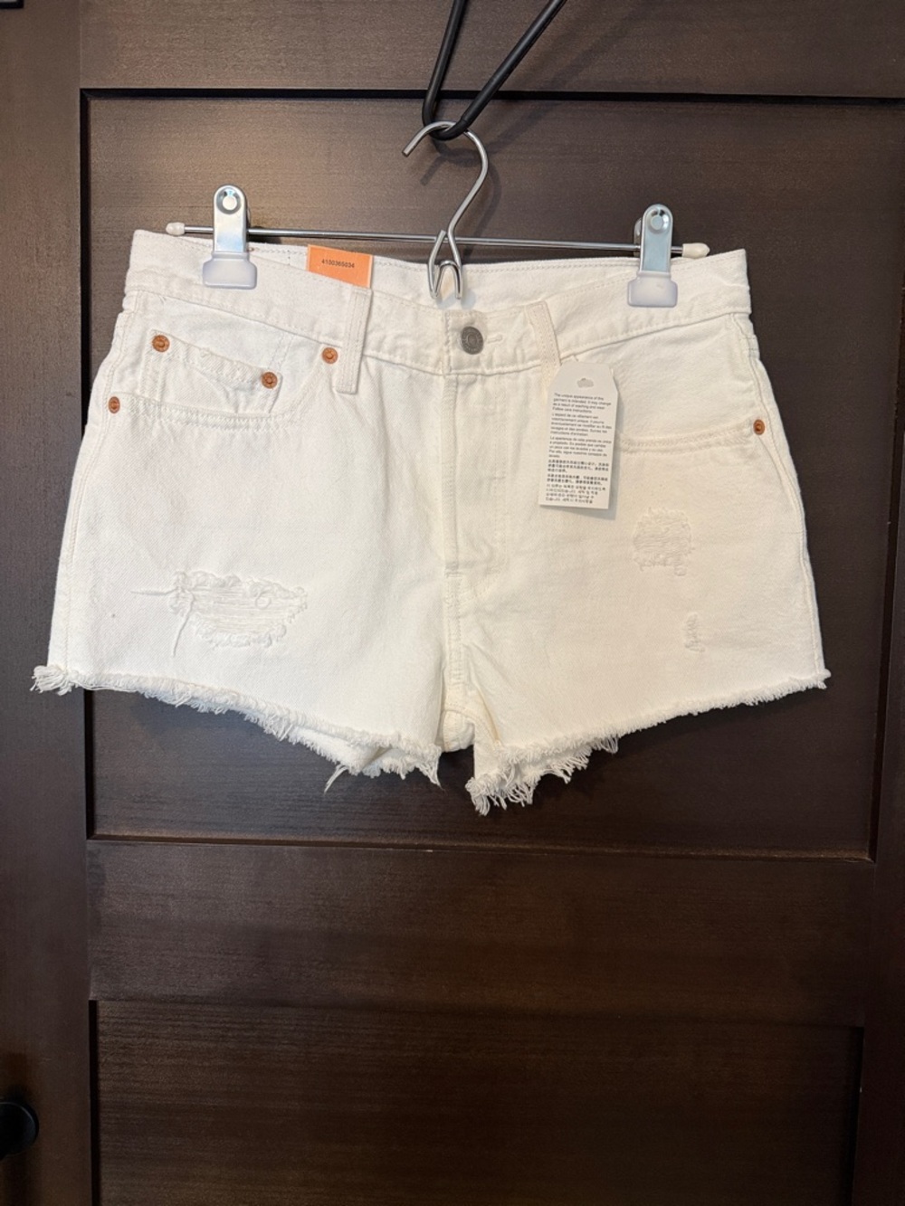 NWT Levi's White Distressed Denim Cutoff Shorts